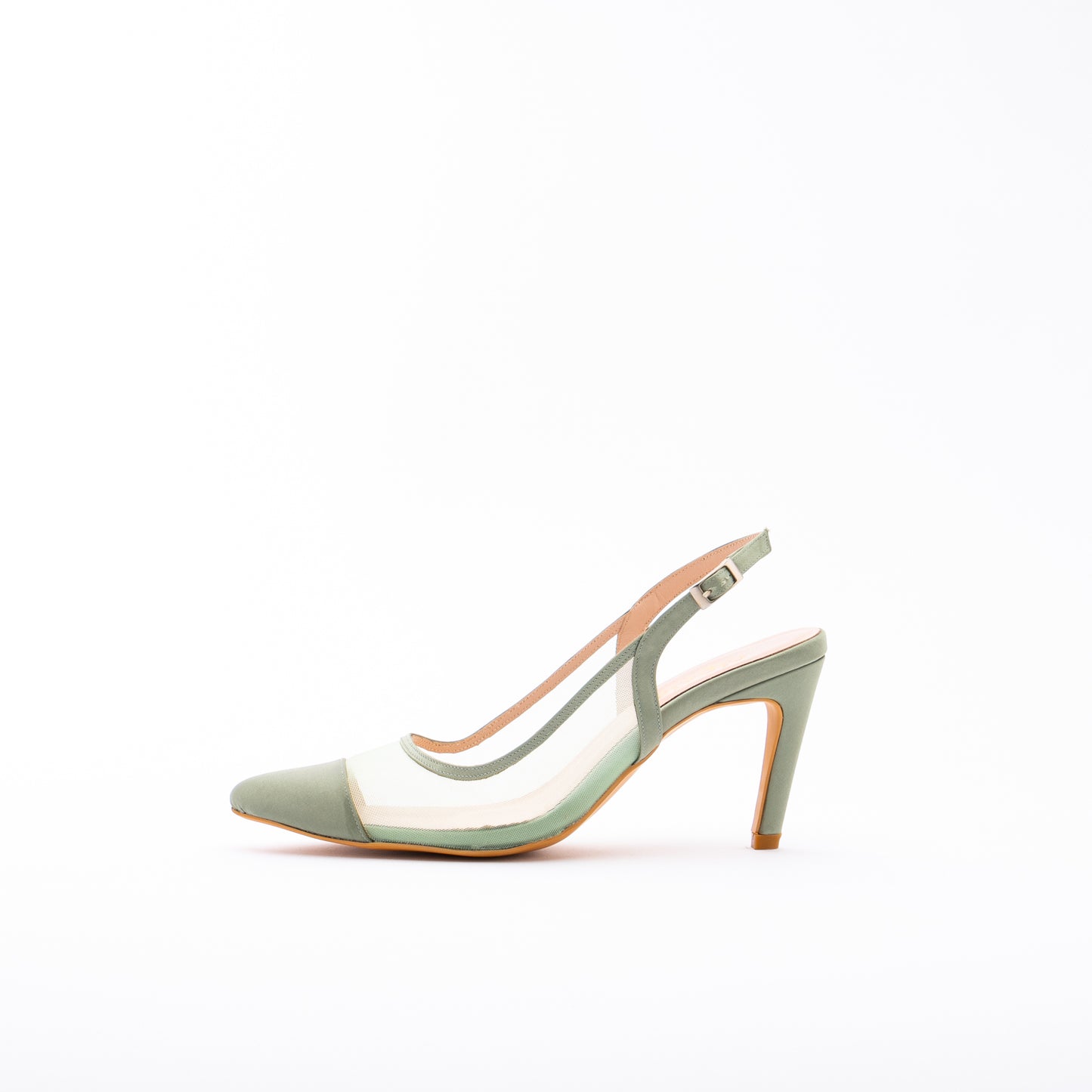 LARA Mesh Slingback Heels - Mint Green