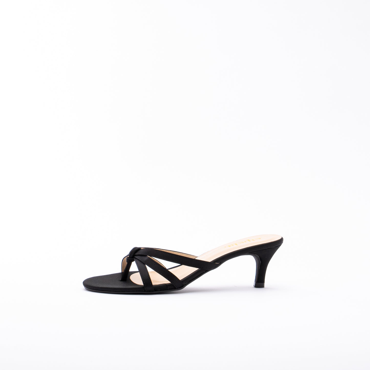 COMELLE Cross-Strap Kitten Heels - Midnight Black