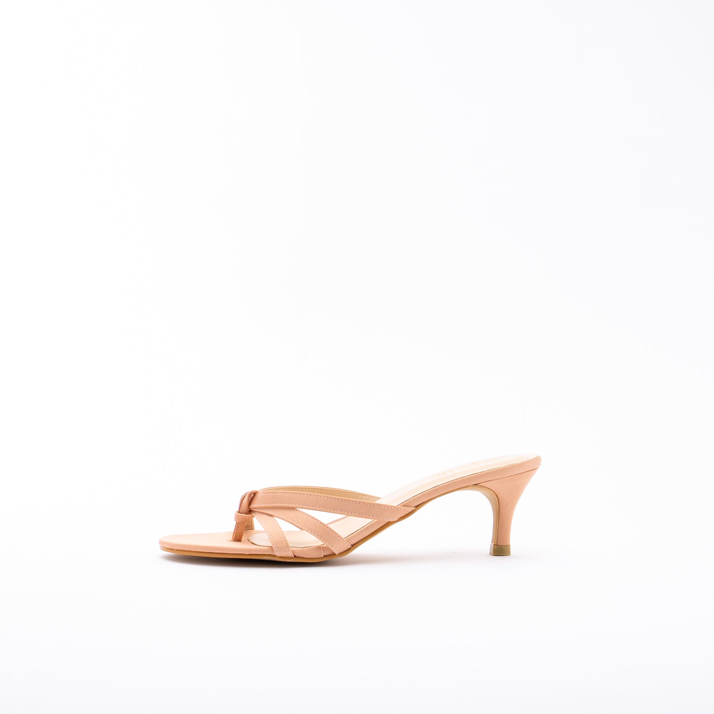 COMELLE Cross-strap Kitten Heels - Kimberly Nude