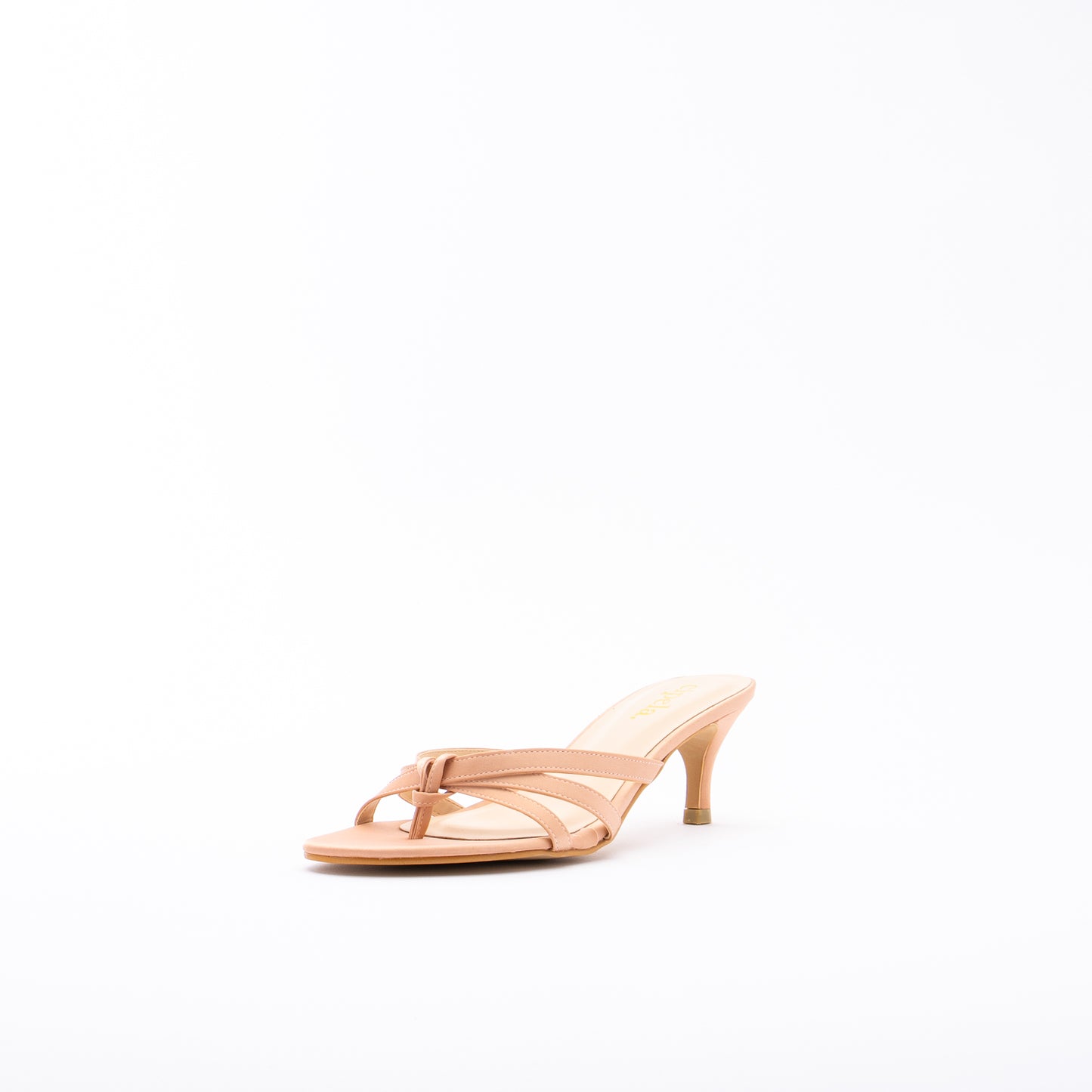 COMELLE Cross-strap Kitten Heels - Kimberly Nude