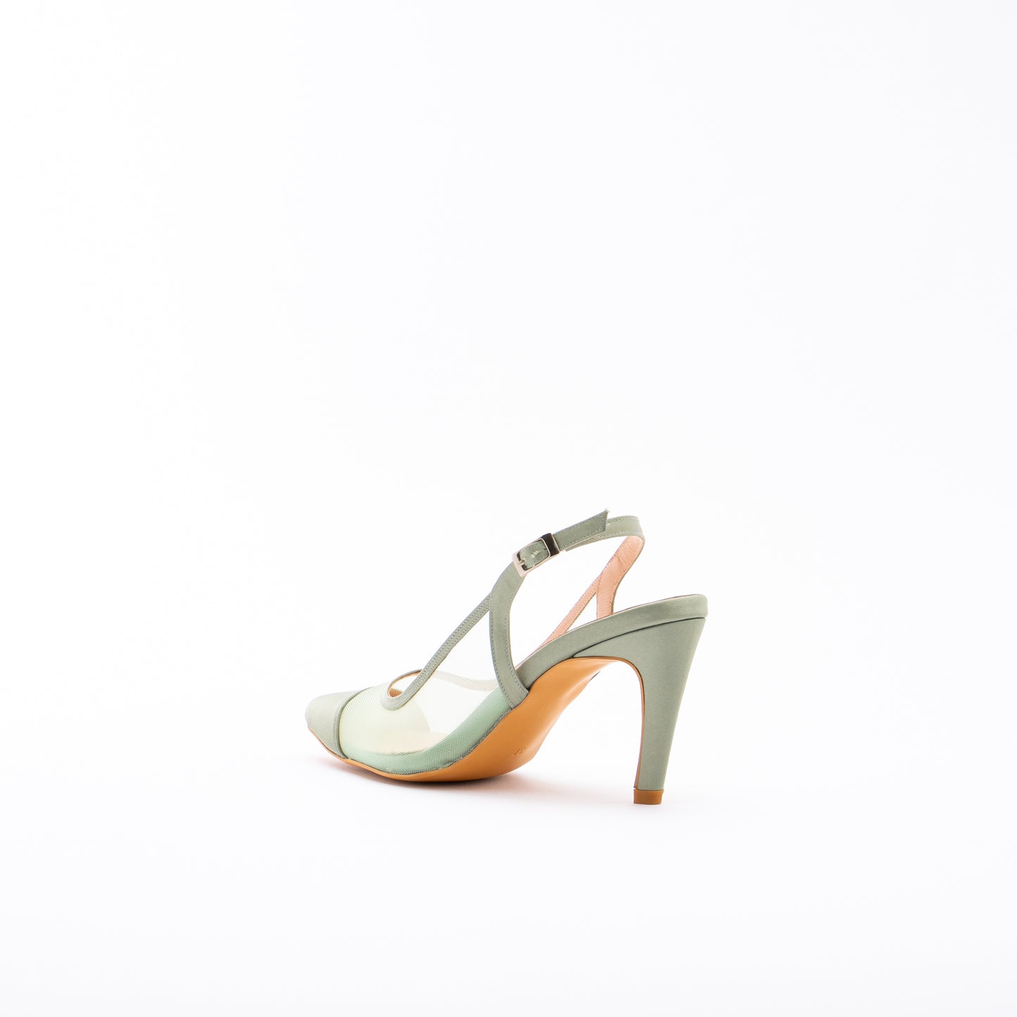 LARA Mesh Slingback Heels - Mint Green