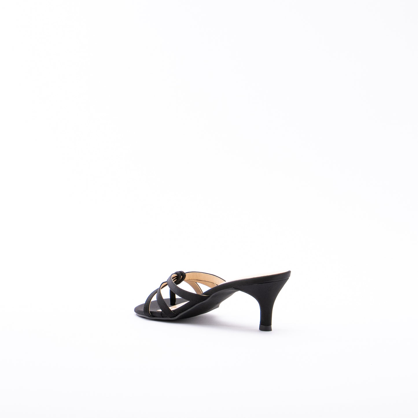 COMELLE Cross-Strap Kitten Heels - Midnight Black