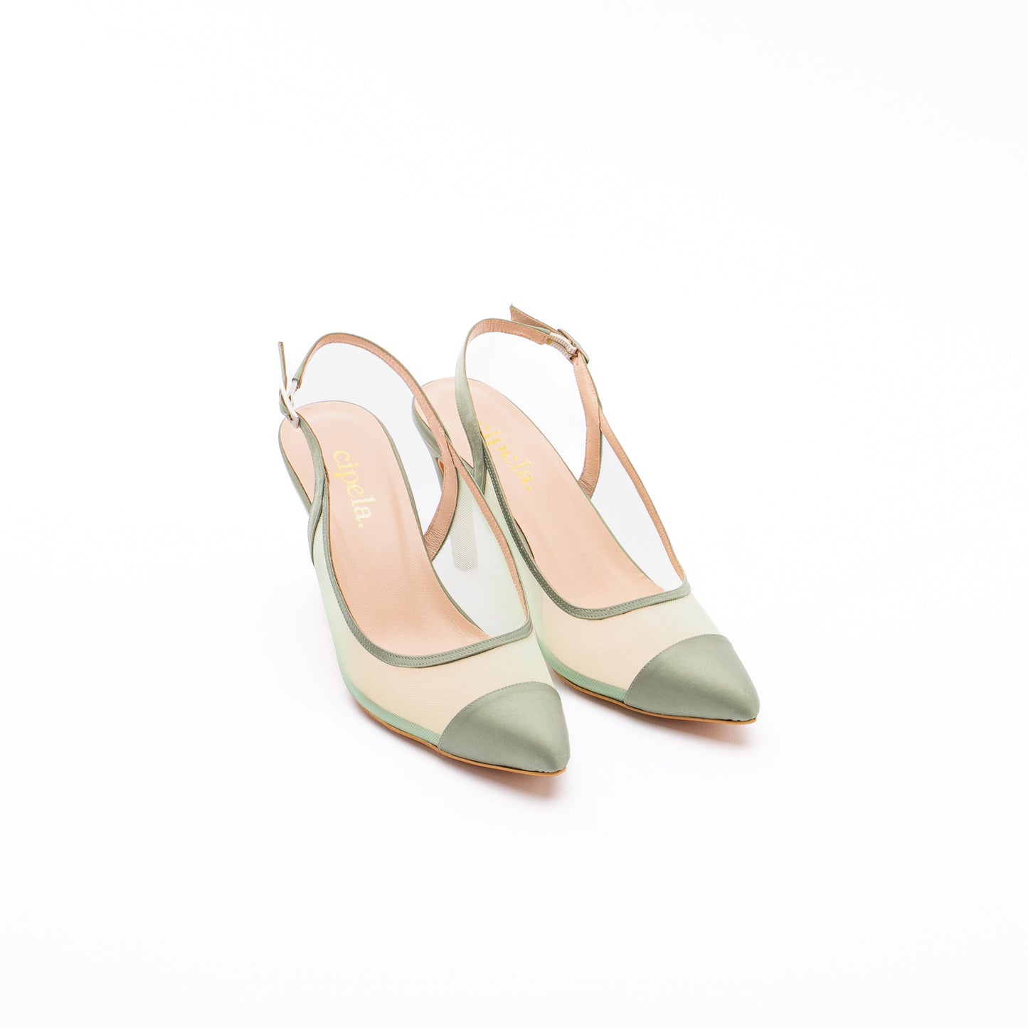 LARA Mesh Slingback Heels - Mint Green