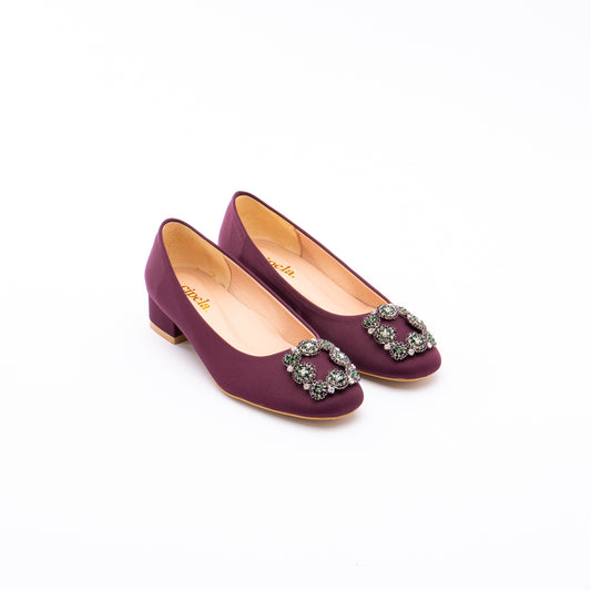 ELAYZA Classic Block Pumps - Forest Plum