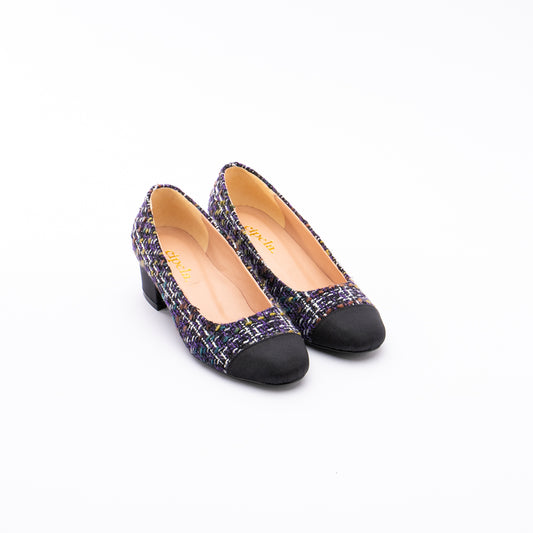 NORAH Tweed Block Pumps - Pulut Hitam