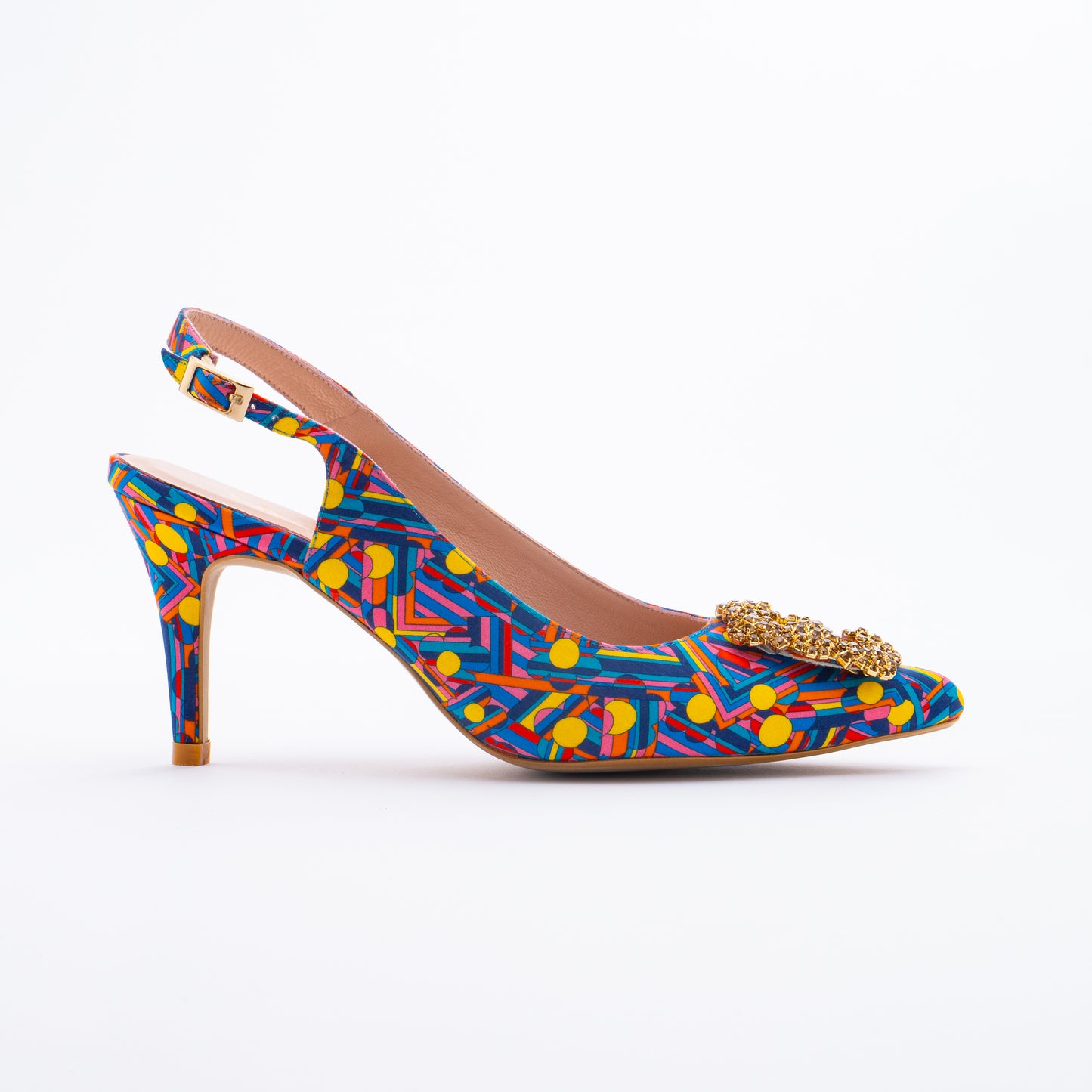 LARA Slingback Print Heels - Yellow Pansy