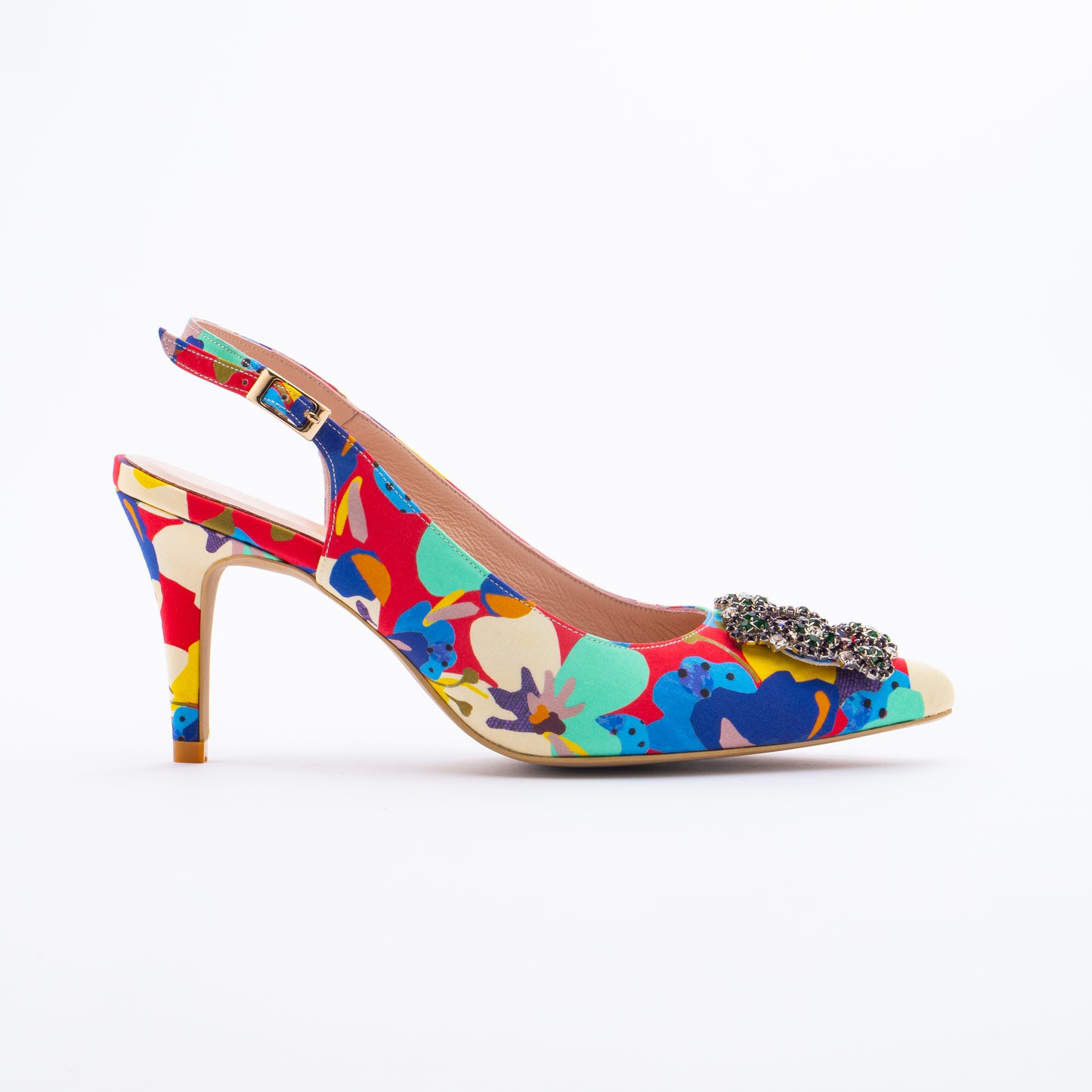 LARA Slingback Print Heels - Flower Bomb