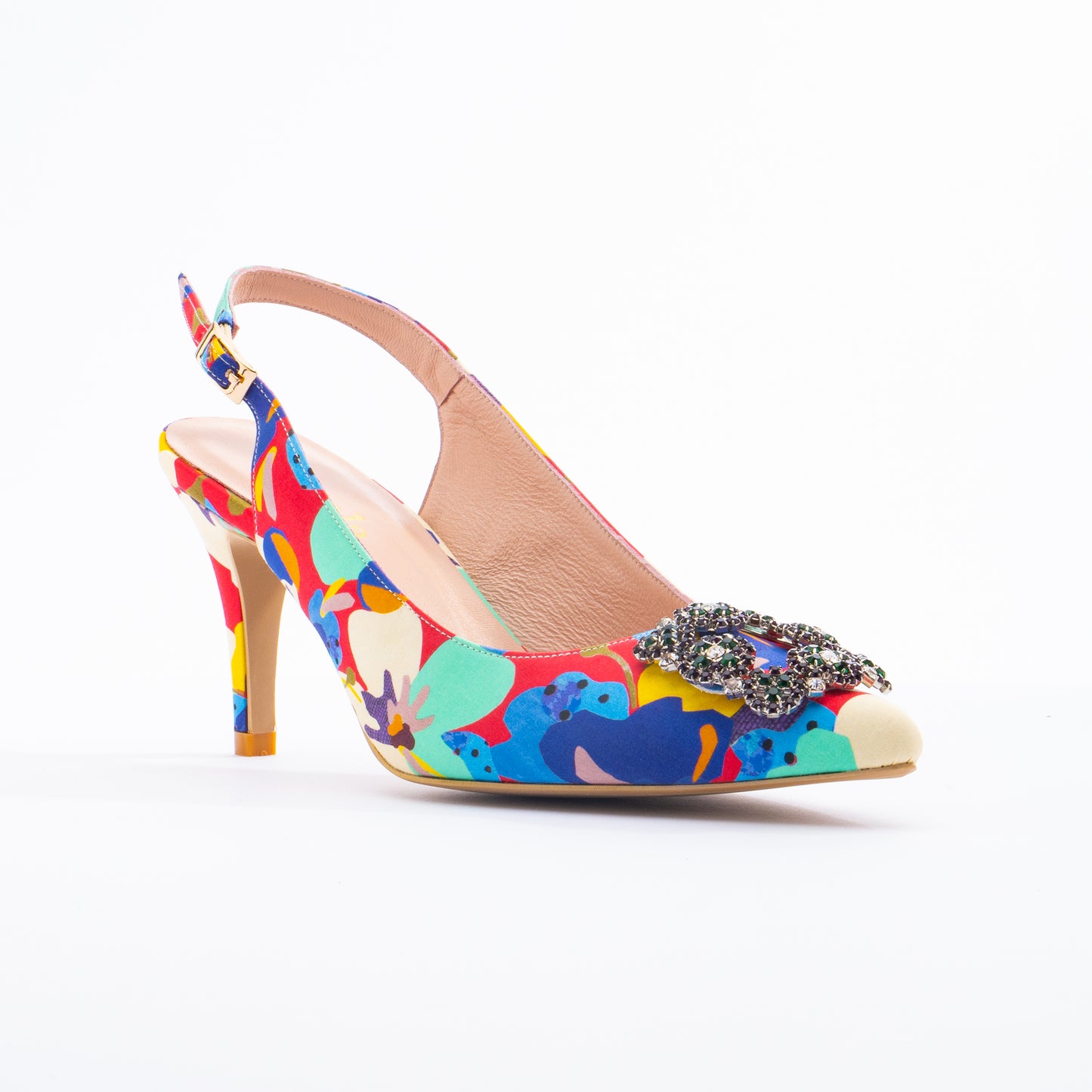 LARA Slingback Print Heels - Flower Bomb