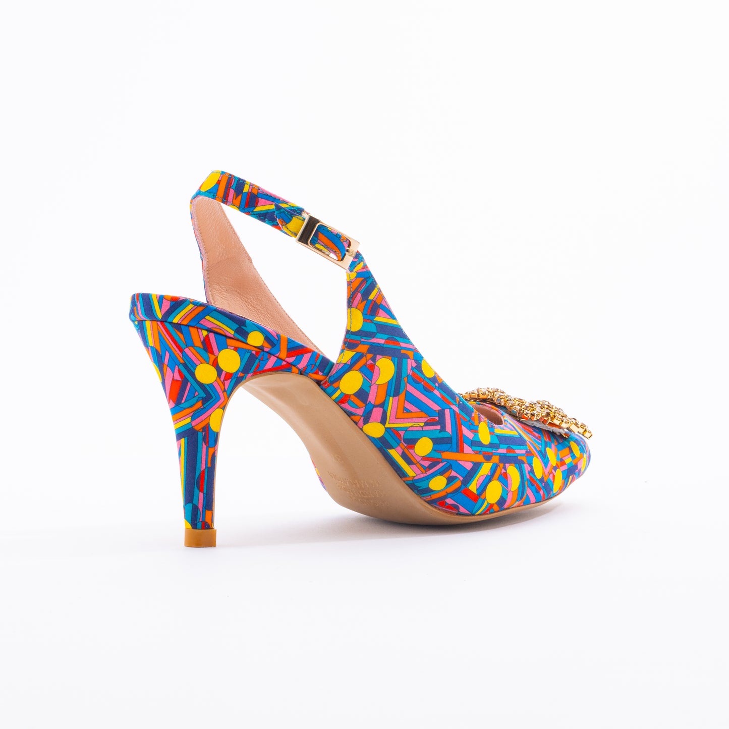 LARA Slingback Print Heels - Yellow Pansy