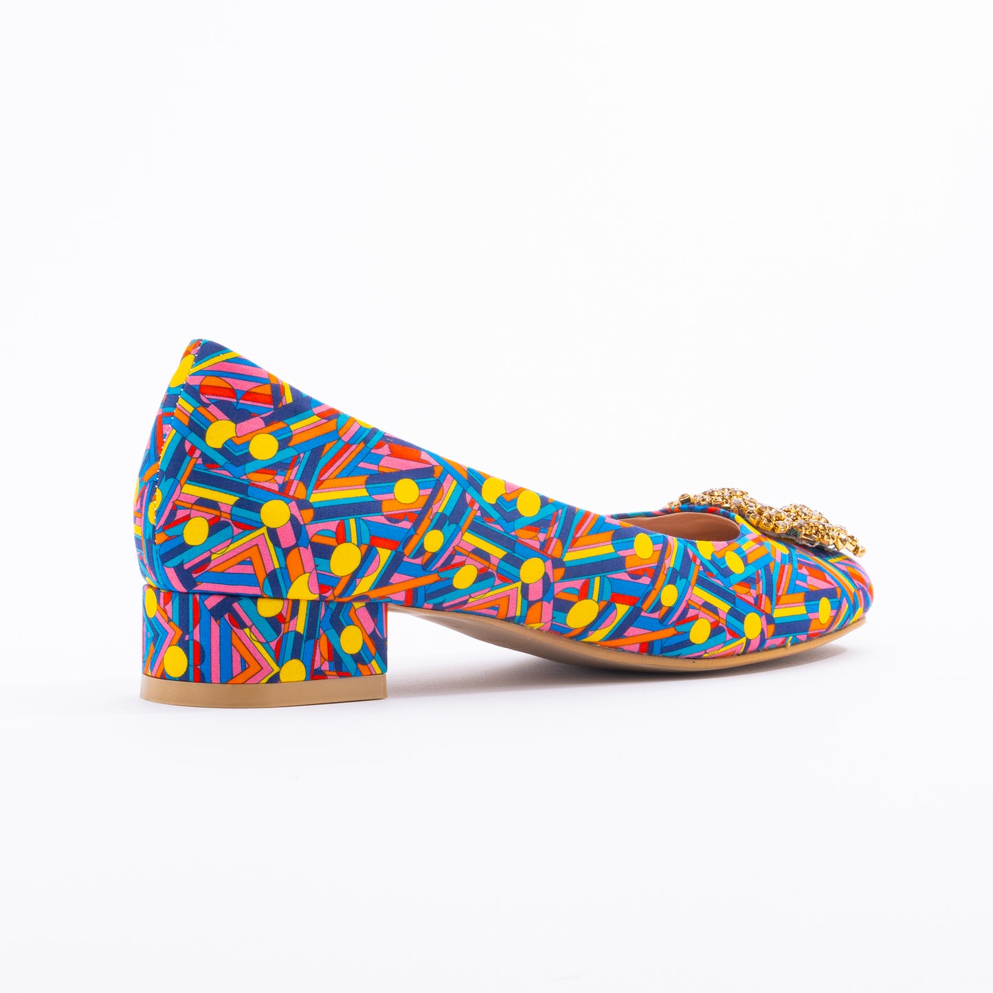 ELAYZA Print Block Heel Pumps - Yellow Pansy