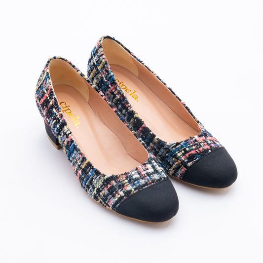 NORAH Tweed Block Pumps - Parfait