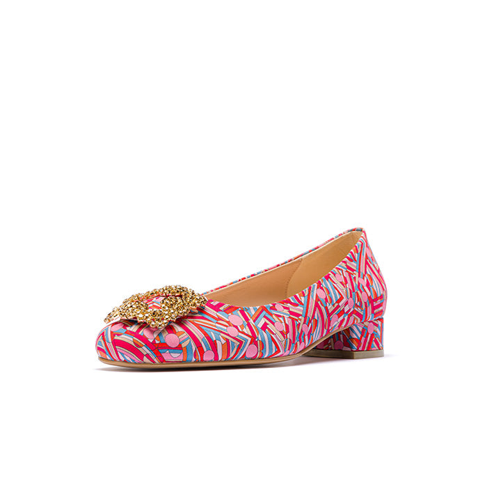 ELAYZA Print Block Pumps - Cheshire Pink