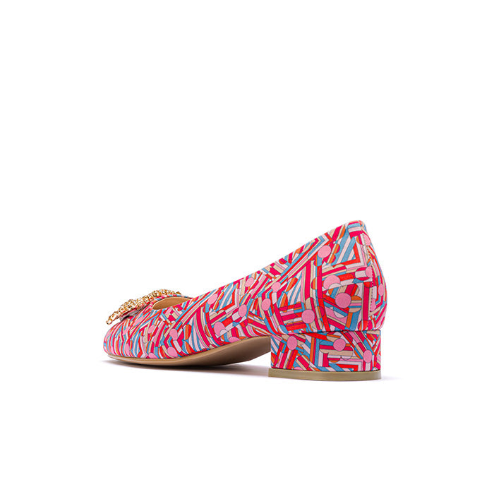 ELAYZA Print Block Pumps - Cheshire Pink