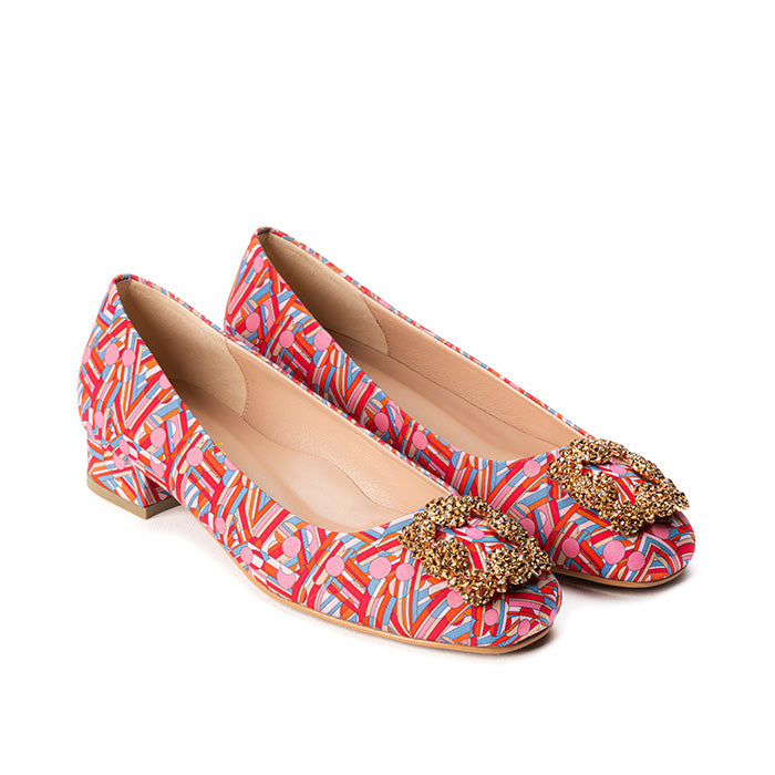 ELAYZA Print Block Pumps - Cheshire Pink