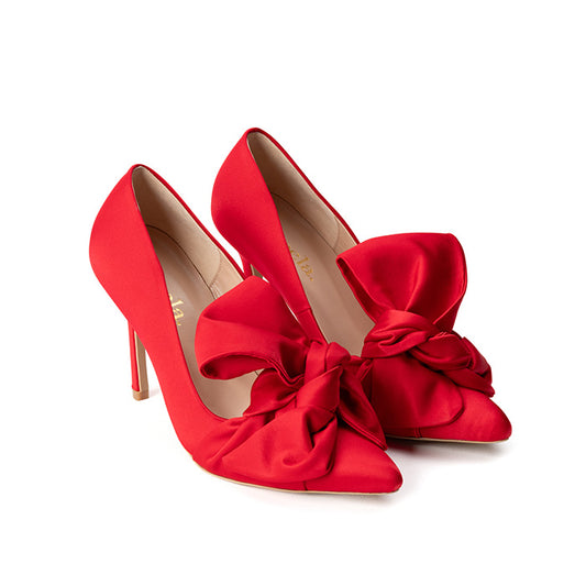 LADY J Classic Bow Heels - Red