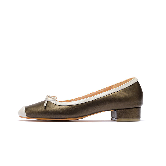 UNA ELAYZA Duo Block Pumps - Green/White