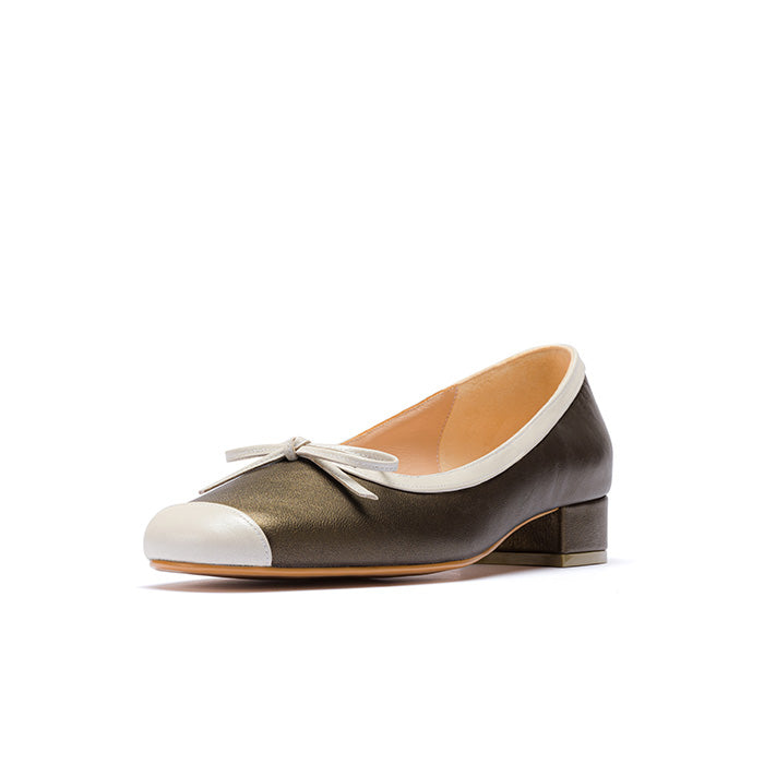 UNA ELAYZA Duo Block Pumps - Green/White