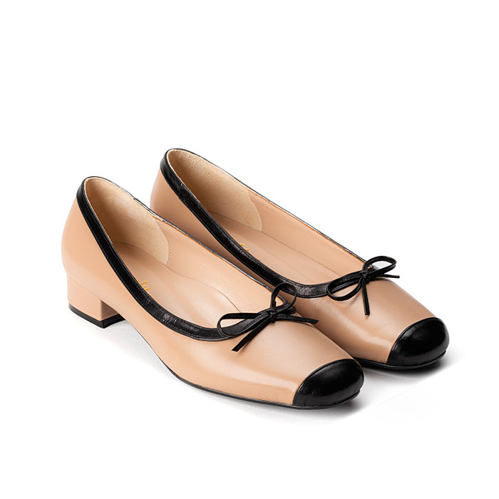UNA ELAYZA Duo Block Pumps - Brown/Black