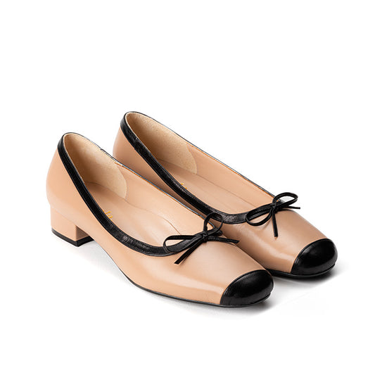 UNA ELAYZA Duo Block Pumps - Brown/Black