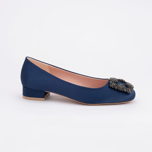 ELAYZA Classic Block Pumps - Blue Dahlia