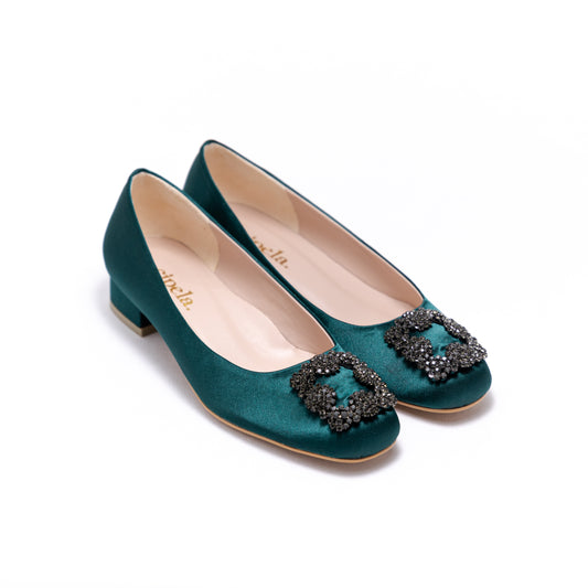 ELAYZA Classic Block Pumps - Emerald Green