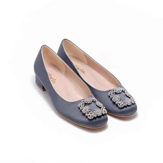 ELAYZA Classic Block Pumps - Steel Grey