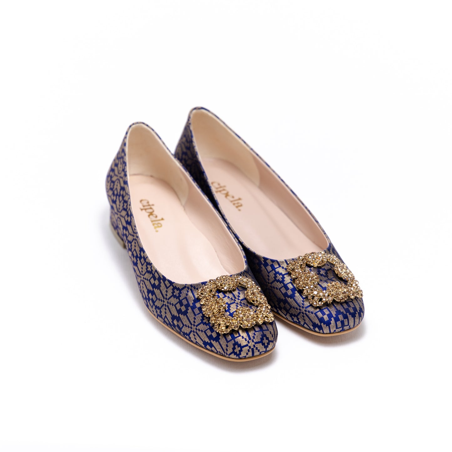 ELAYZA Classic Block Pumps - Golden Blue