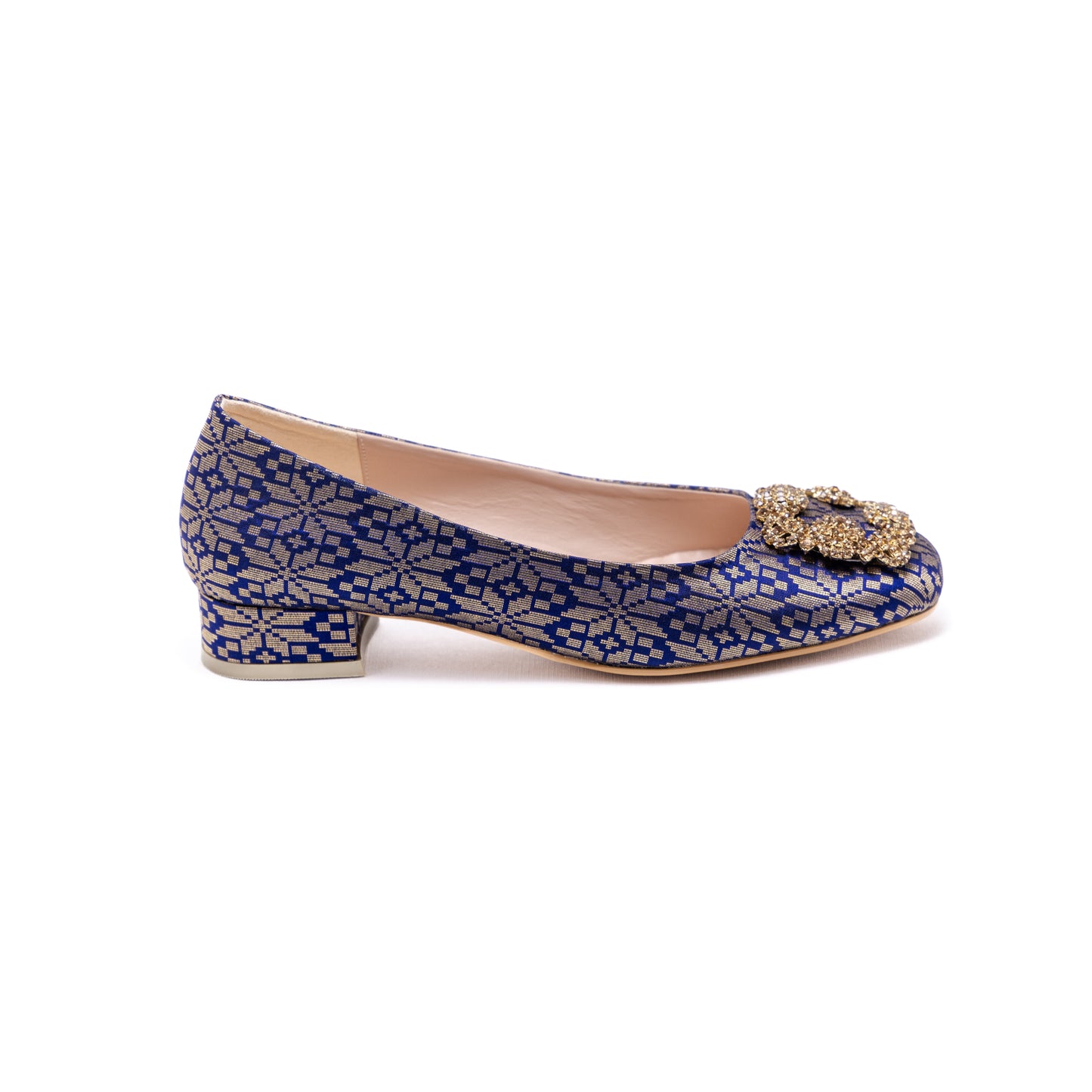 ELAYZA Classic Block Pumps - Golden Blue