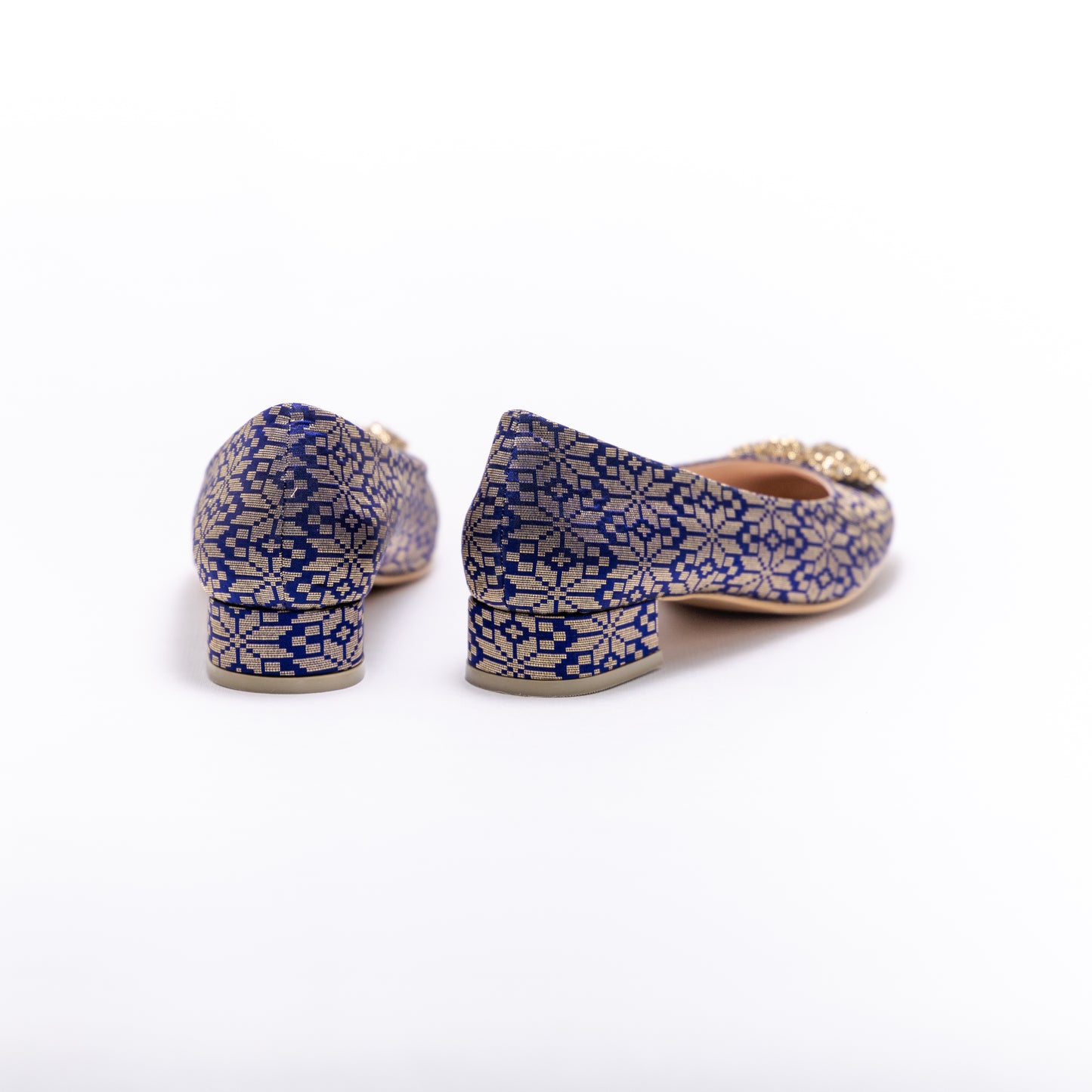 ELAYZA Classic Block Pumps - Golden Blue
