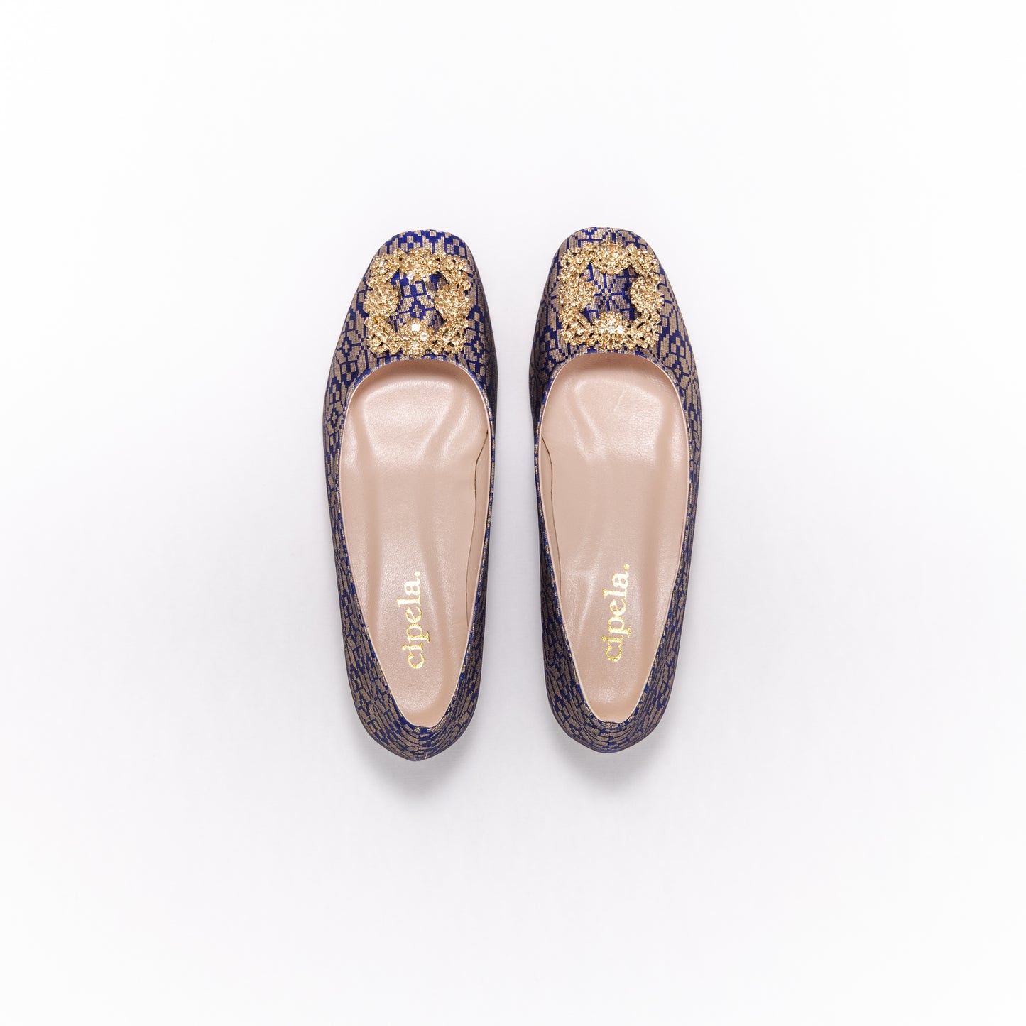 ELAYZA Classic Block Pumps - Golden Blue