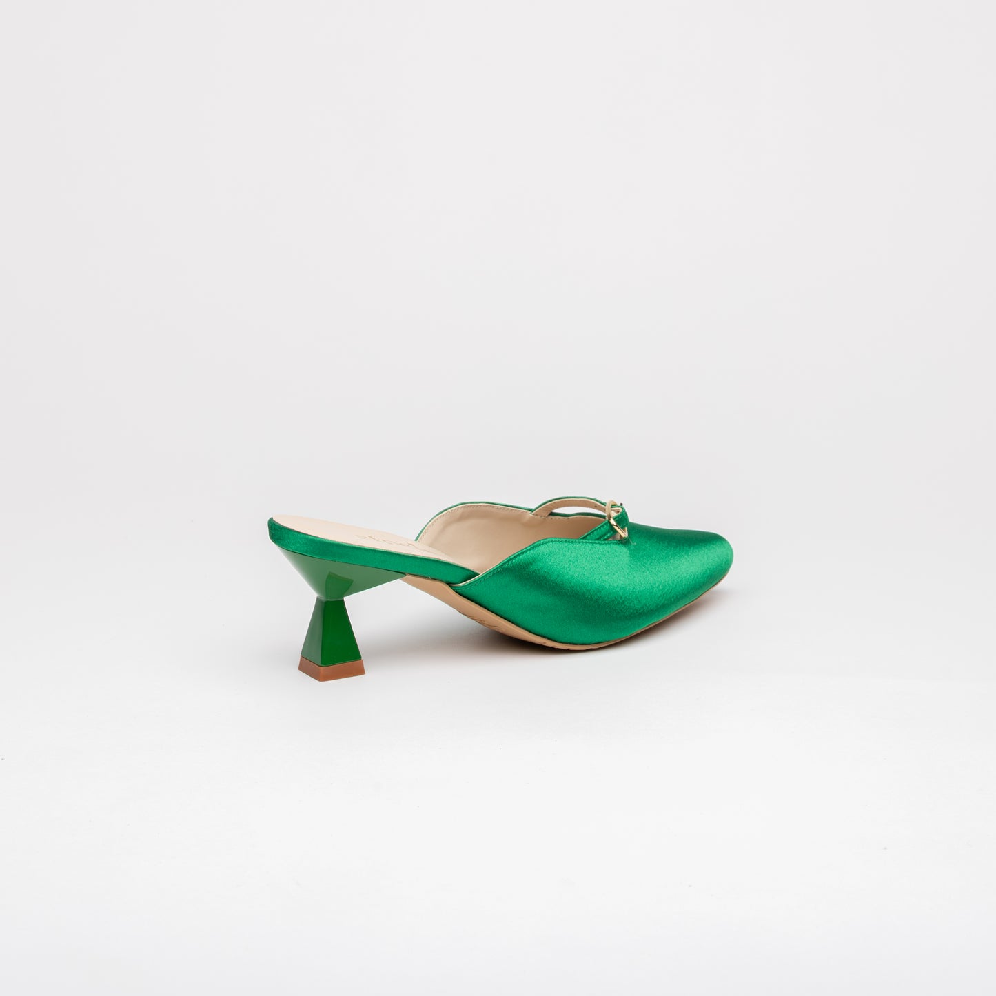 LEIA Sculpted Heel Pointy Mules - Emerald