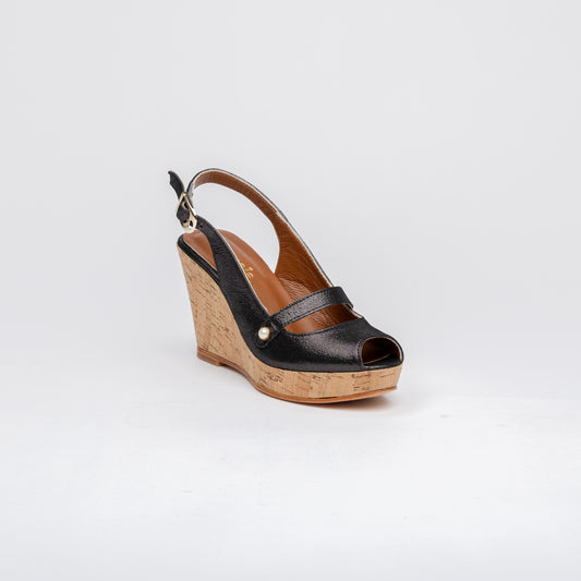 MIA Slingback Peep Wedges - Black