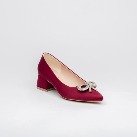 ANYA Pointy Block Pumps - Deep Berry