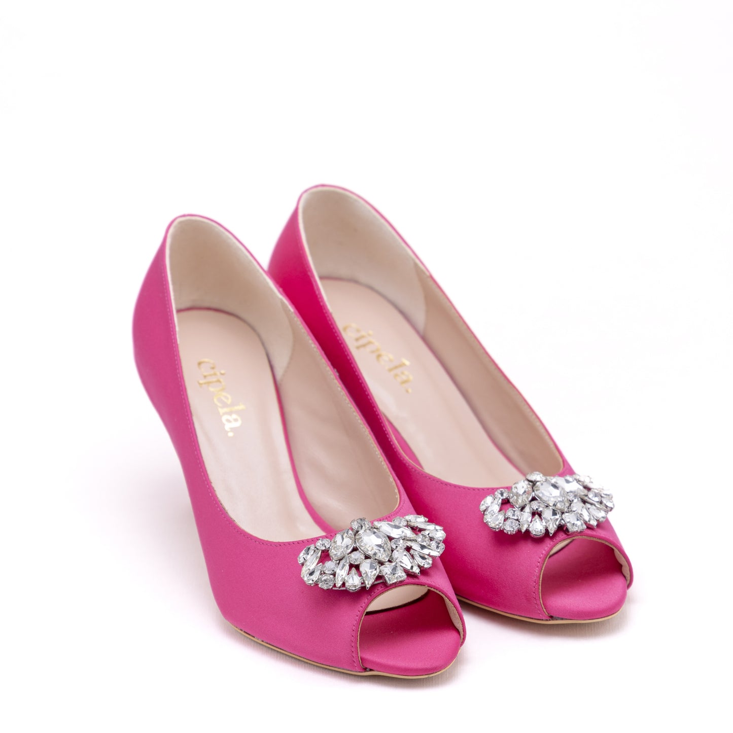 CARLA Classic Peep-Toe Heels - Ruby Magenta