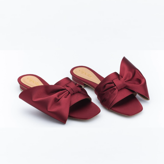 CIARA BOW Mules - Maroon