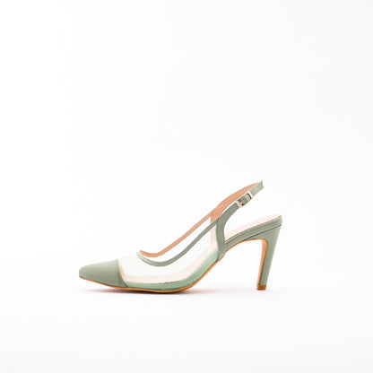 LARA Mesh Slingback Heels - Mint Green