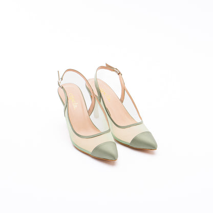 LARA Mesh Slingback Heels - Mint Green