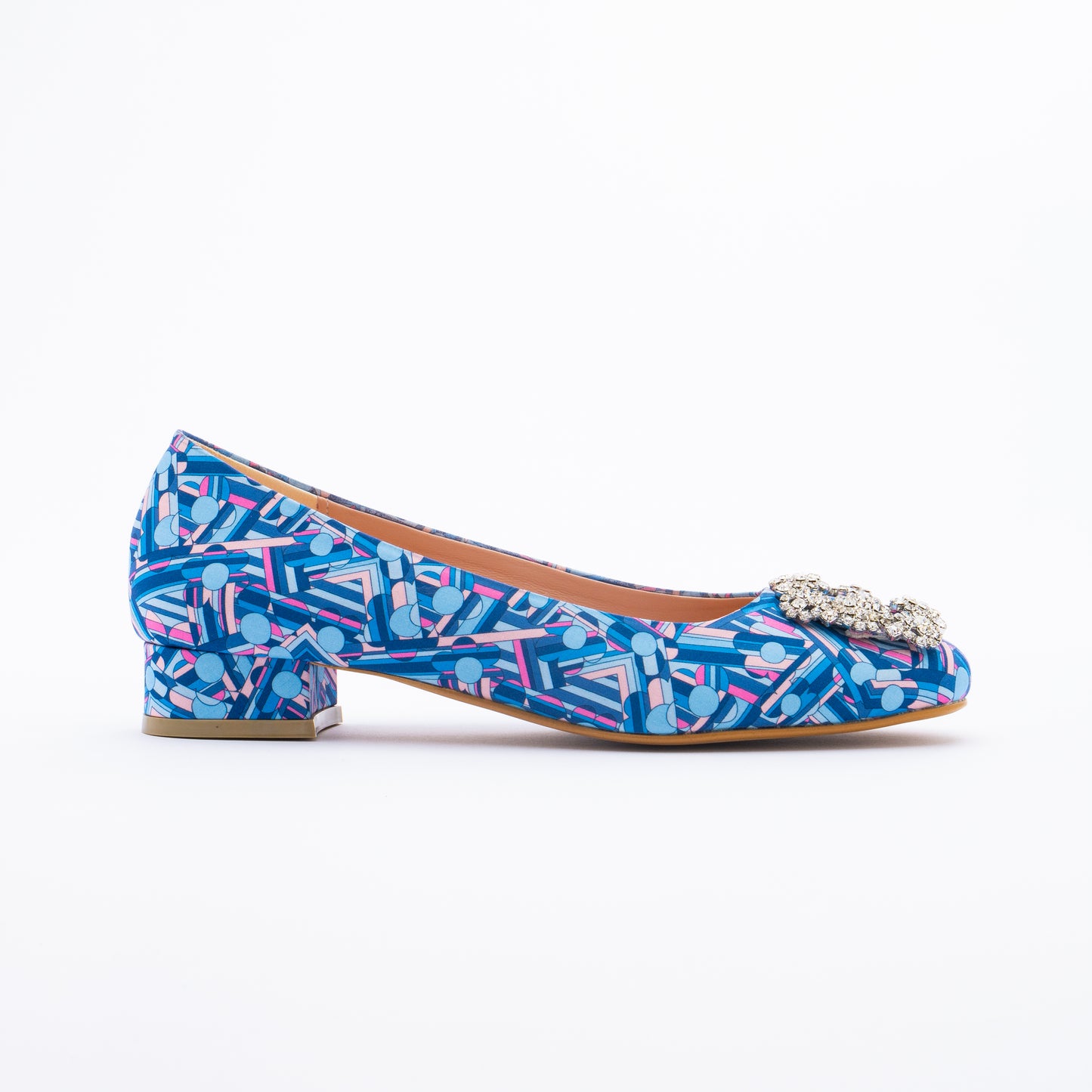 ELAYZA Print Block Heel Pumps - Blue Alice
