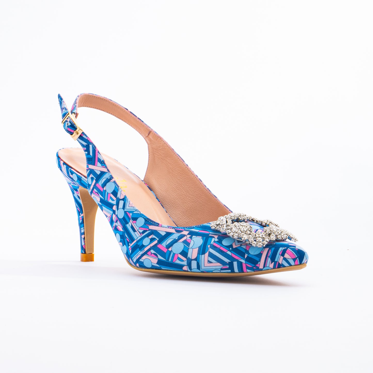 LARA PRINT SLINGBACK HEELS - BLUE ALICE