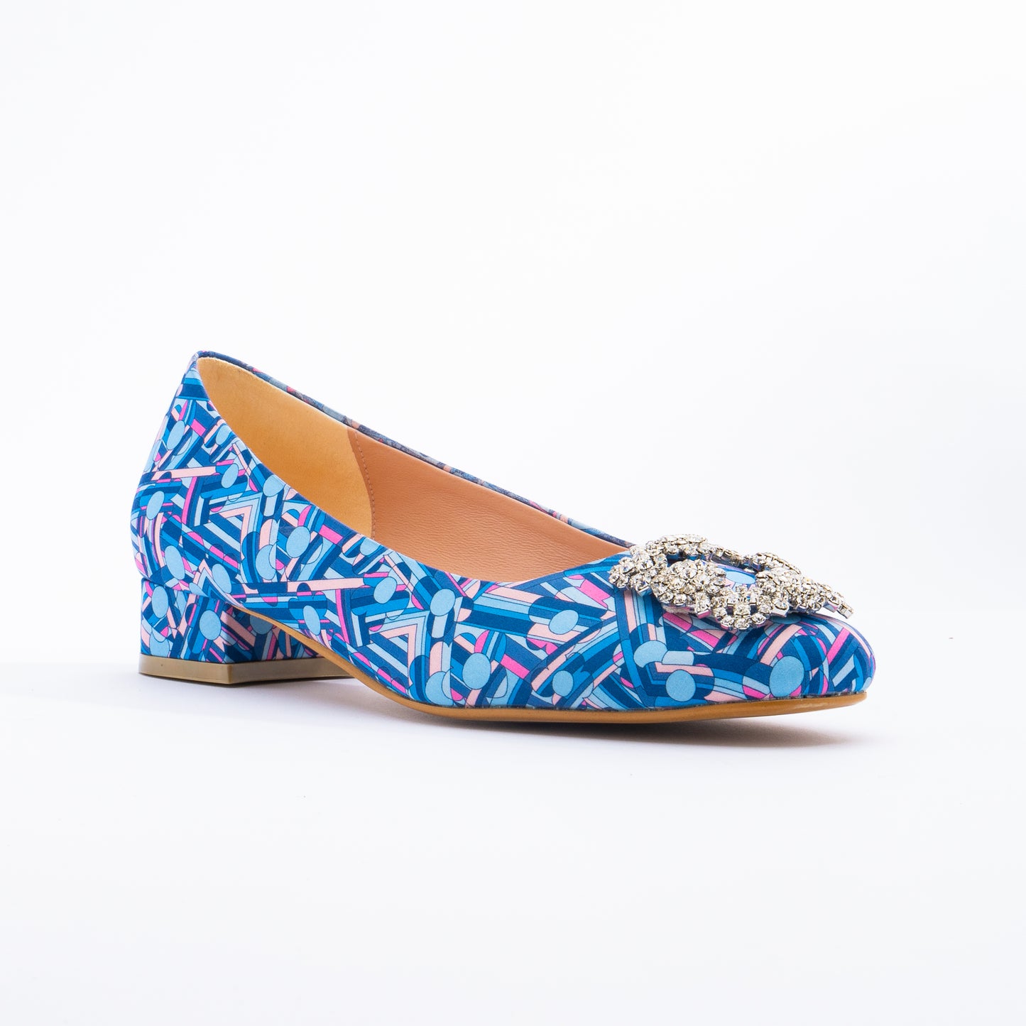 ELAYZA Print Block Heel Pumps - Blue Alice