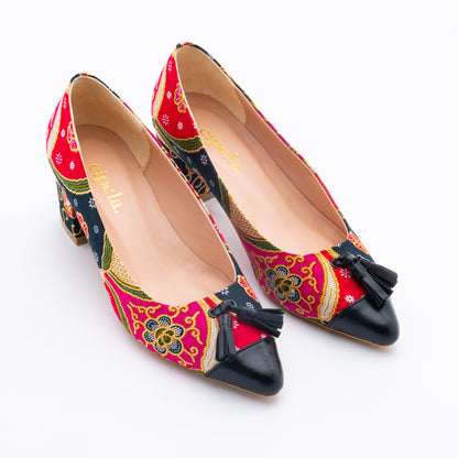 SALIZA Batik Tassel Heels