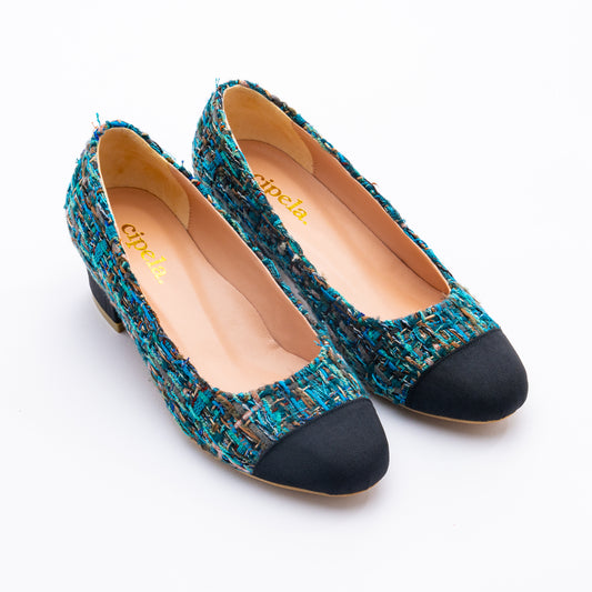 NORAH Tweed Block Pumps - Macaroon