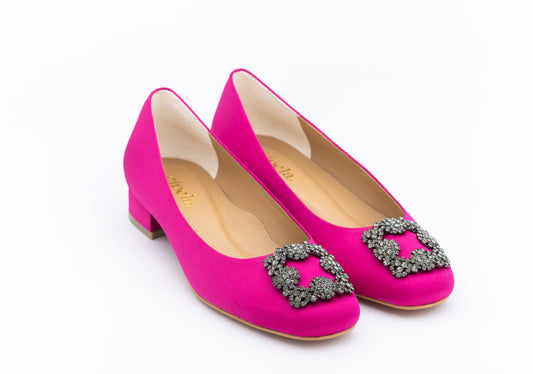 ELAYZA Classic Block Pumps - Fuchsia Pink