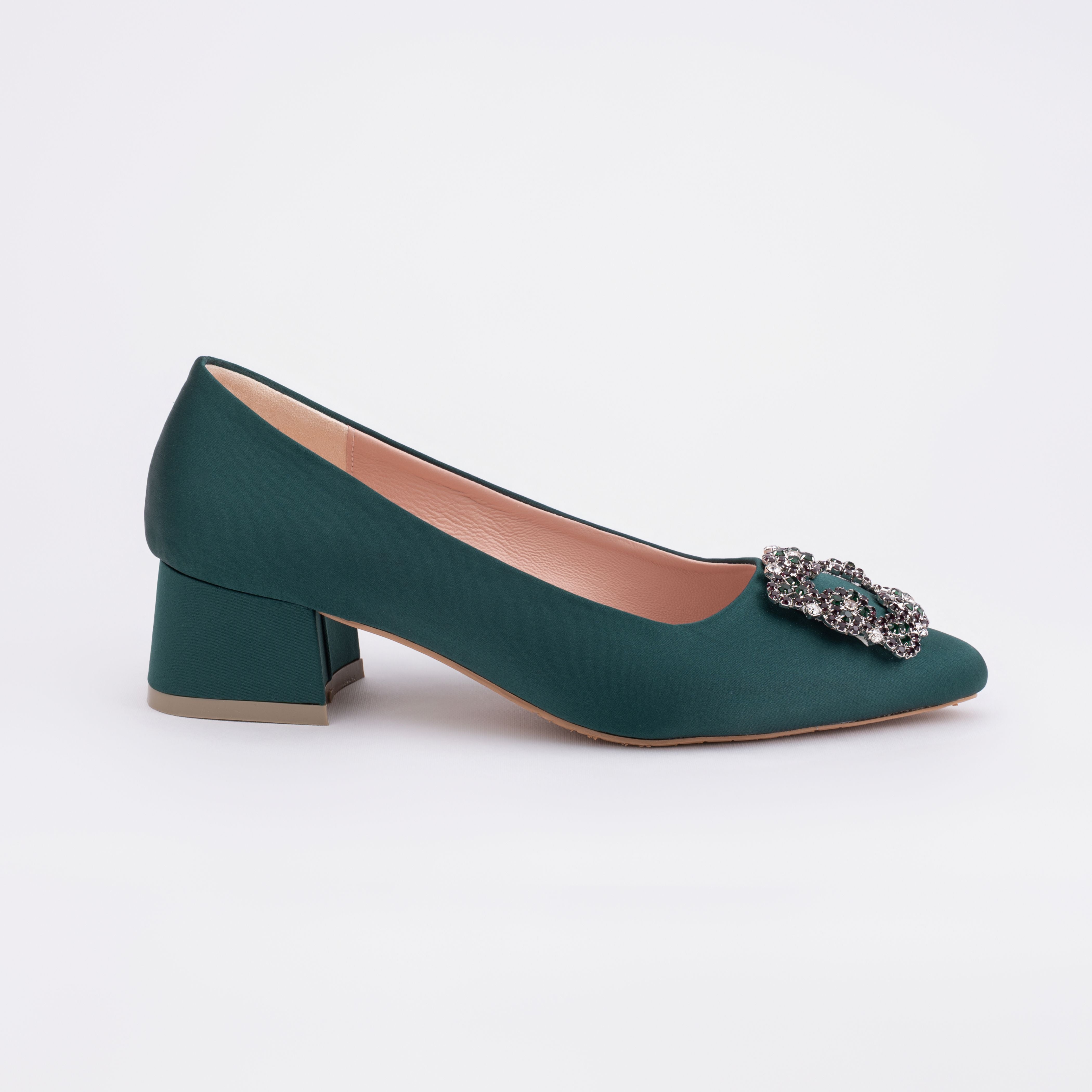 ANYA Pointy Block pumps - Emerald Green