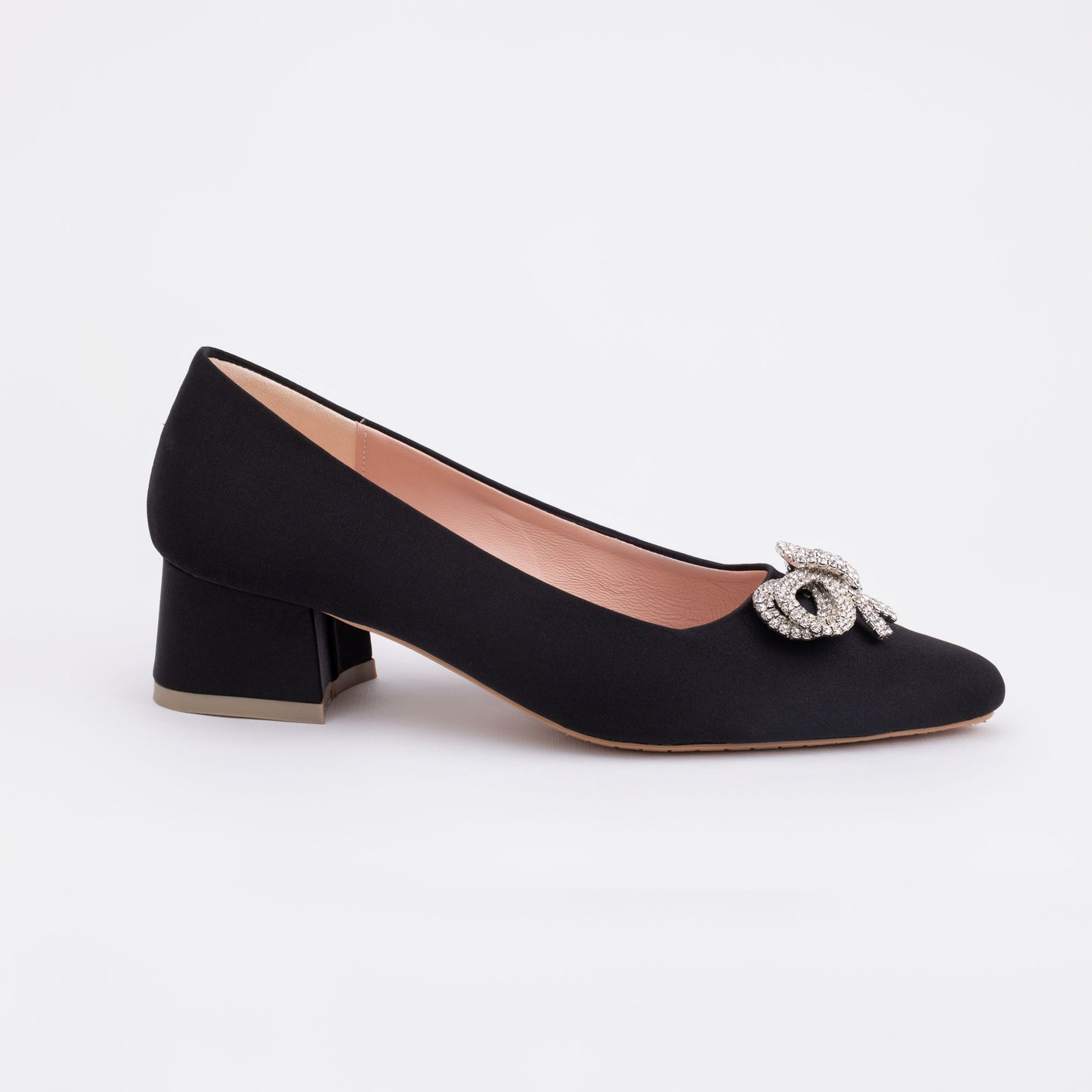 ANYA Pointy Block Pumps - Midnight Black