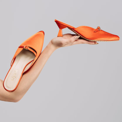 LEIA Sculpted Heel Pointy Mules - Garnet