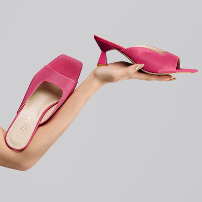 RAIA Sculpted Heel Open-Toe Mules - Ruby