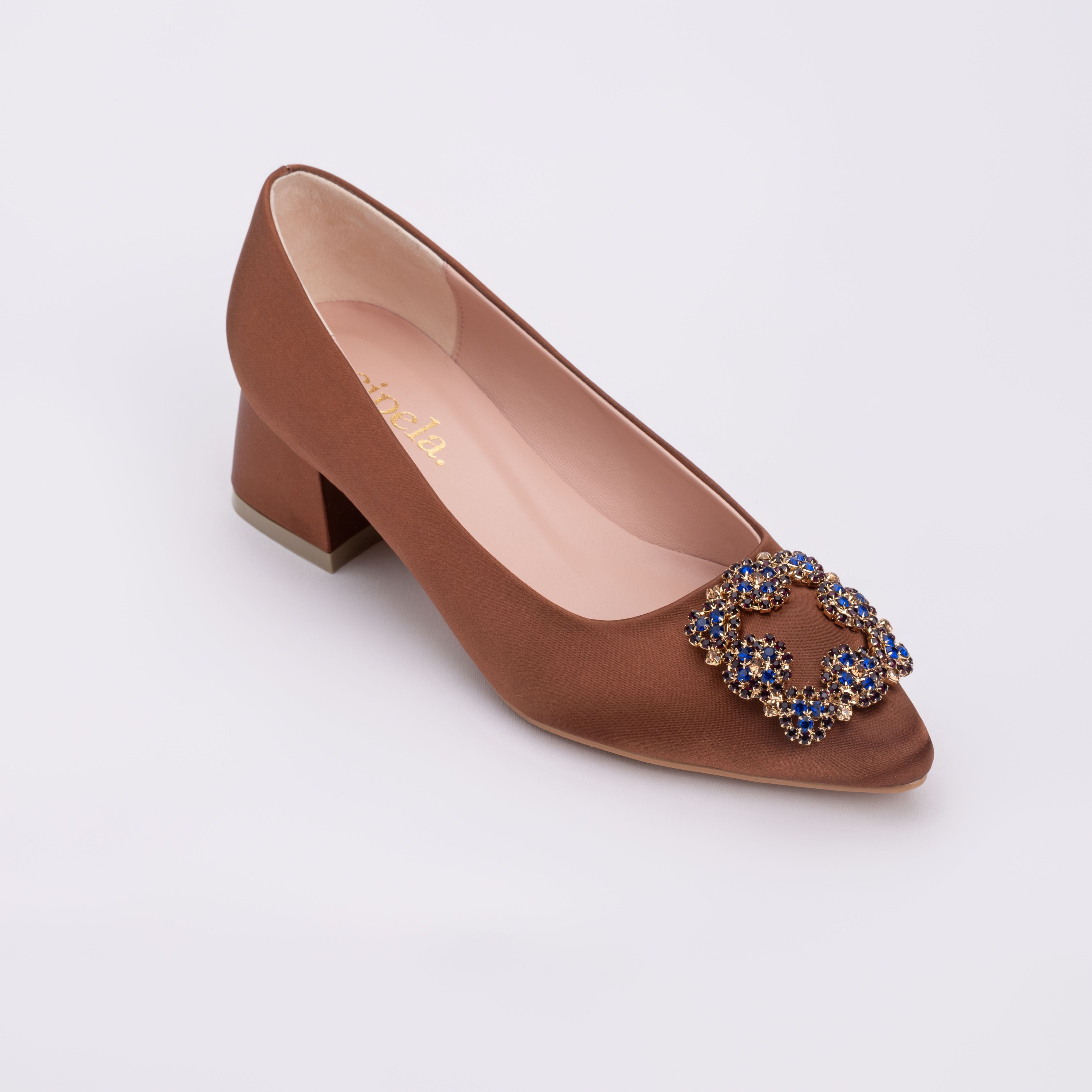 ANYA Pointy Block pumps - Honey Nude