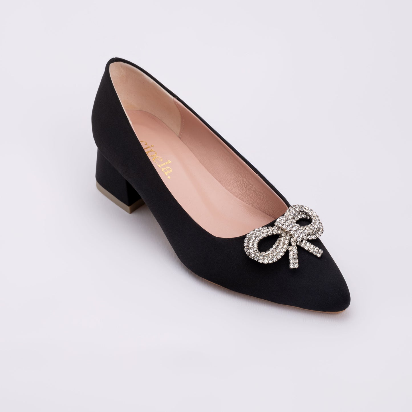 ANYA Pointy Block Pumps - Midnight Black