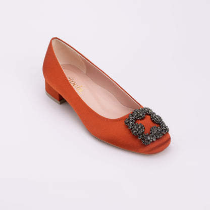 ELAYZA Classic Block Pumps - Orange Citrus